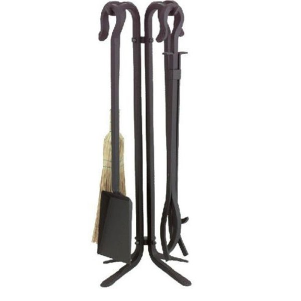 Dagan Dagan 7601 Wrought Iron Fireplace Tool Set - Corn Broom; Black - 5 Piece 7601